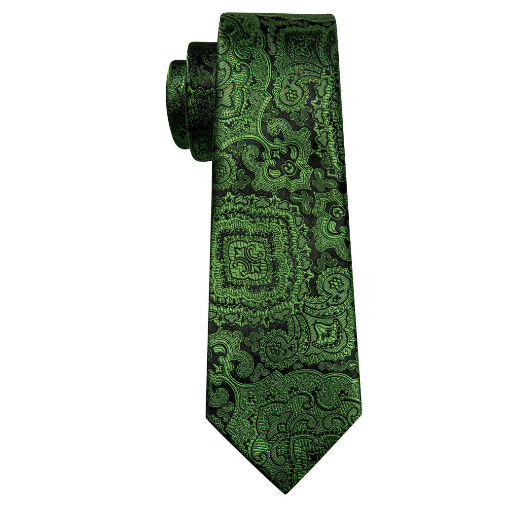 Olive Paisley Silk Tie, Pocket Square and Cufflinks Set tie sets - Sophisticated Gentlemen