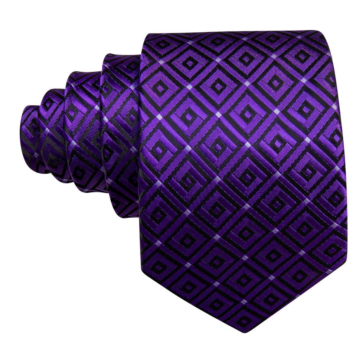 Purple Hyacinth Plaid Silk Tie, Pocket Square and Cufflinks Set tie sets - Sophisticated Gentlemen