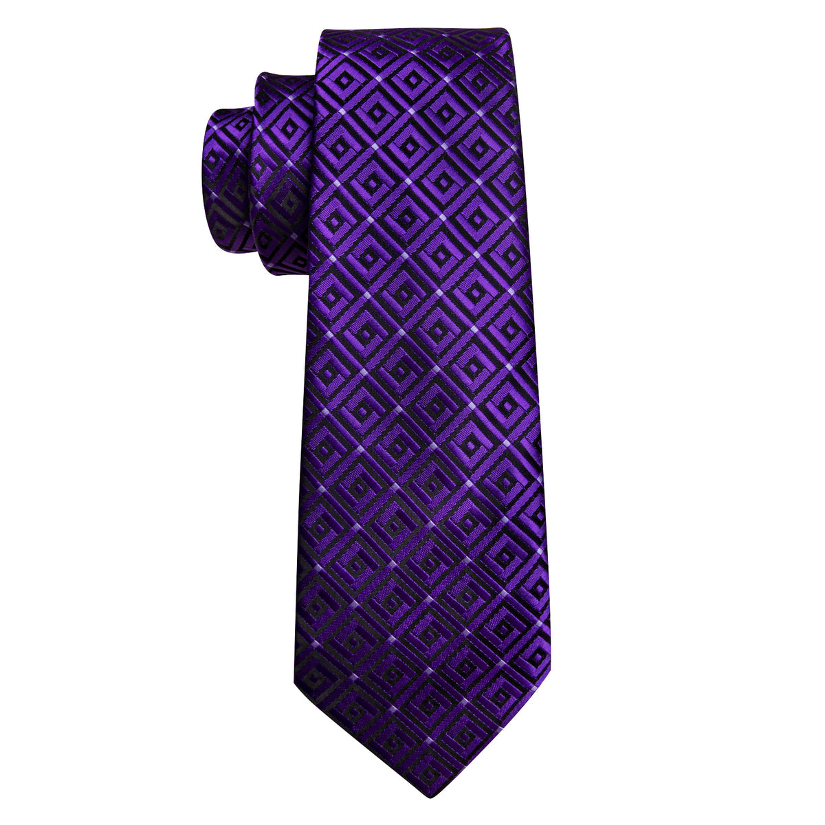 Purple Hyacinth Plaid Silk Tie, Pocket Square and Cufflinks Set tie sets - Sophisticated Gentlemen
