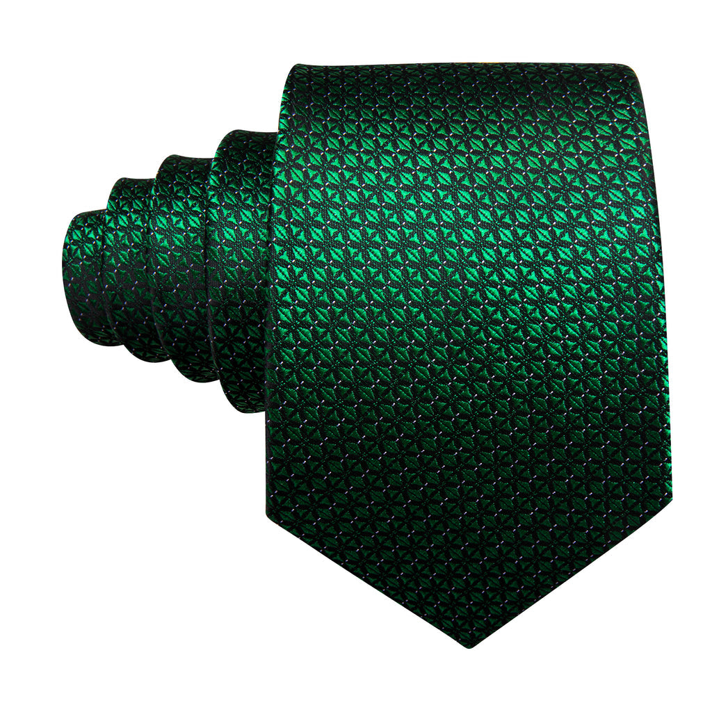 Green Novelty Plaid Silk Tie, Pocket Square and Cufflinks Set tie sets - Sophisticated Gentlemen