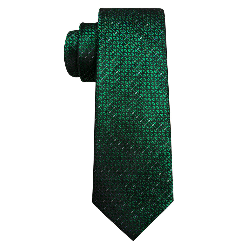 Green Novelty Plaid Silk Tie, Pocket Square and Cufflinks Set tie sets - Sophisticated Gentlemen