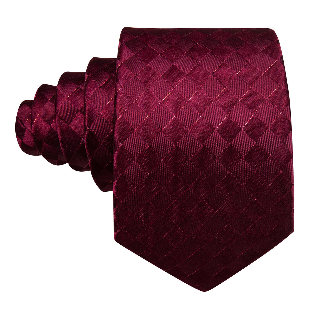 Burgundy Plaid Silk Tie, Pocket Square and Cufflinks Set tie sets - Sophisticated Gentlemen