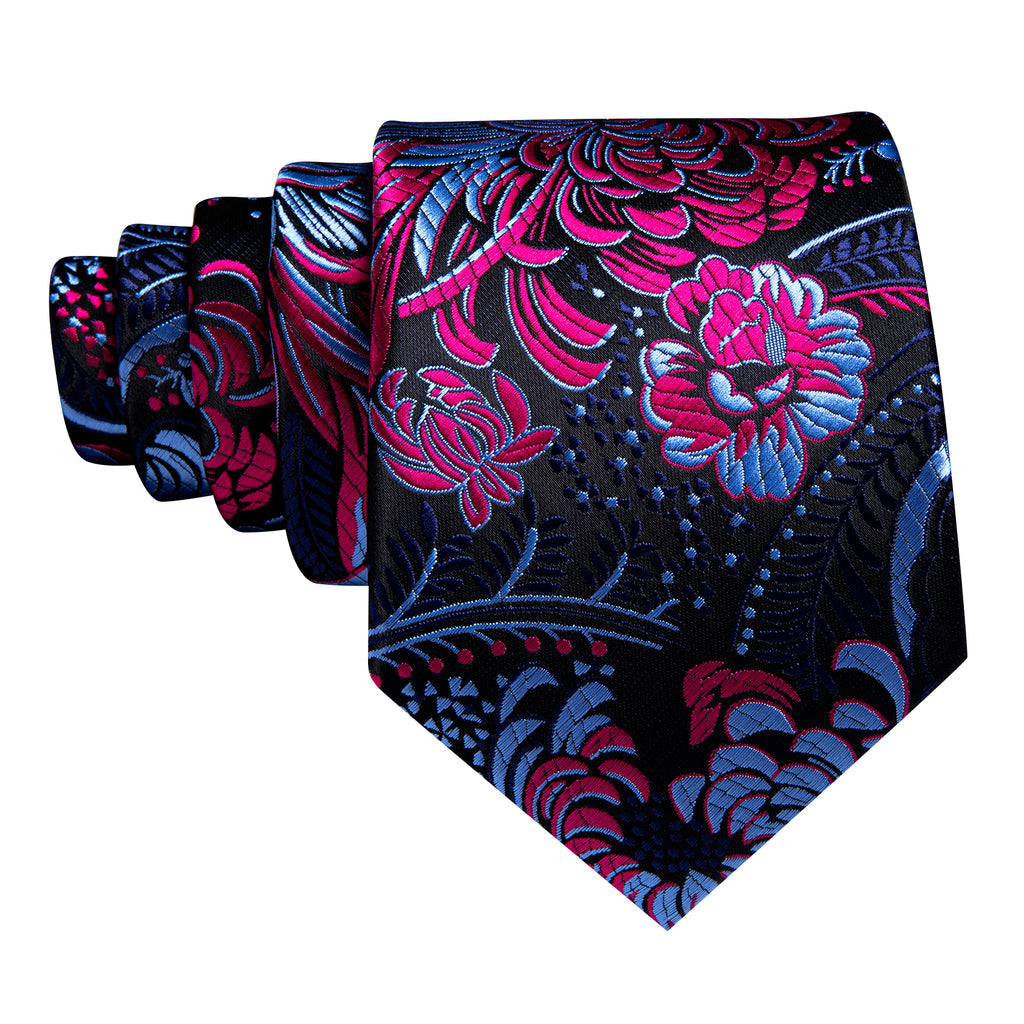 Blue Red Paisley Silk Tie, Pocket Square and Cufflinks Set tie sets - Sophisticated Gentlemen
