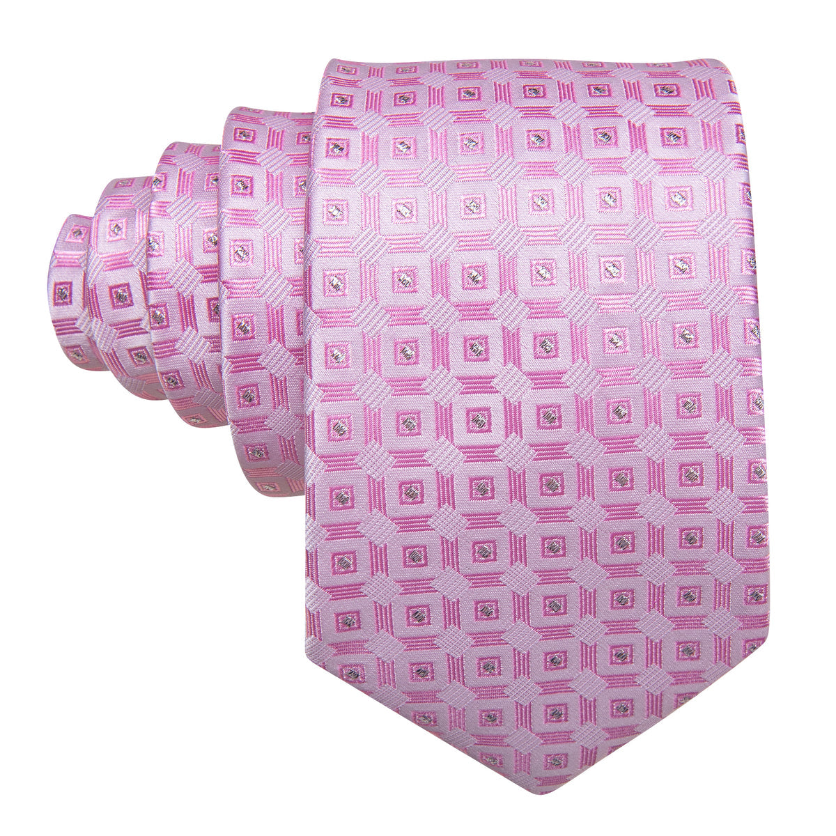Pink Novetly Plaid Silk Tie, Pocket Square and Cufflinks Set tie sets - Sophisticated Gentlemen