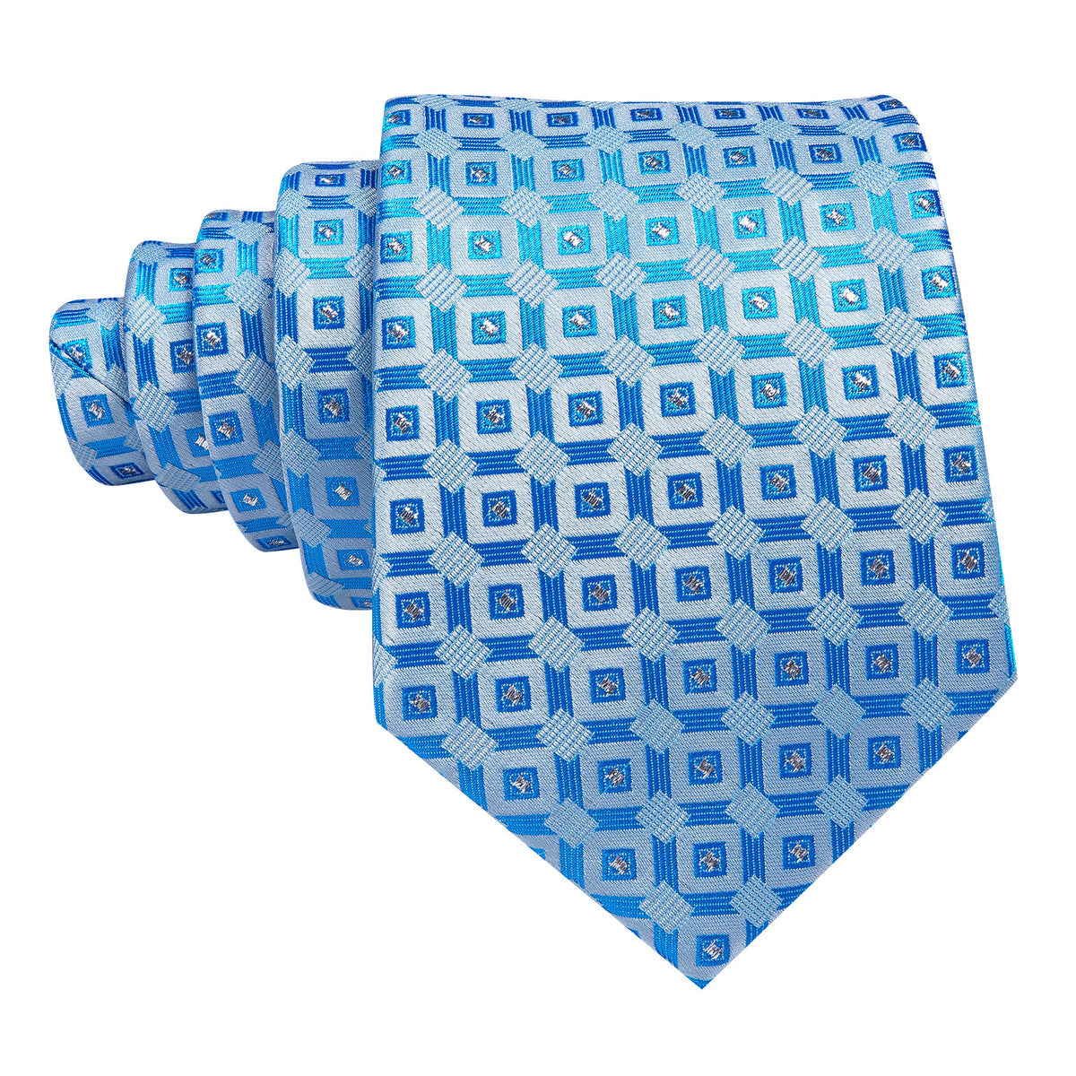 Light Blue Plaid Silk Tie, Pocket Square and Cufflinks Set tie sets - Sophisticated Gentlemen