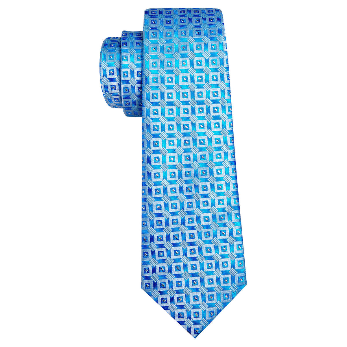 Light Blue Plaid Silk Tie, Pocket Square and Cufflinks Set tie sets - Sophisticated Gentlemen
