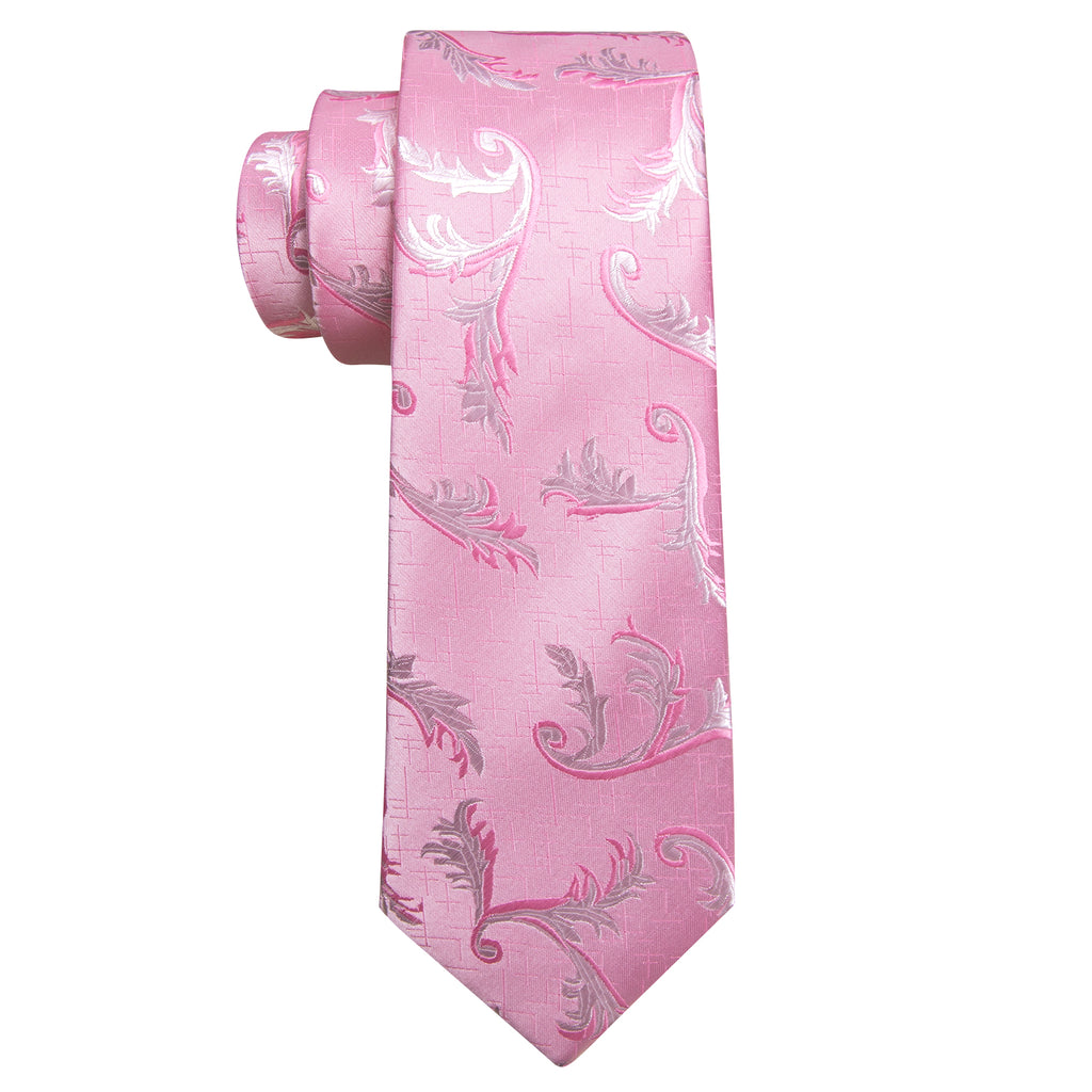 Pink White Floral Silk Tie, Pocket Square and Cufflinks Set tie sets - Sophisticated Gentlemen