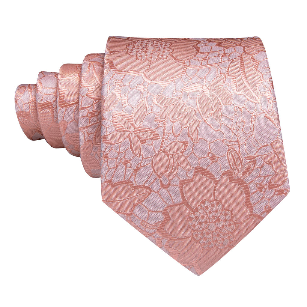 Baby Pink Floral Silk Tie, Pocket Square and Cufflinks Set tie sets - Sophisticated Gentlemen