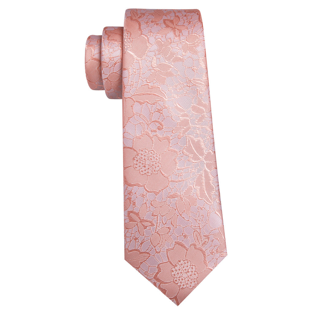 Baby Pink Floral Silk Tie, Pocket Square and Cufflinks Set tie sets - Sophisticated Gentlemen