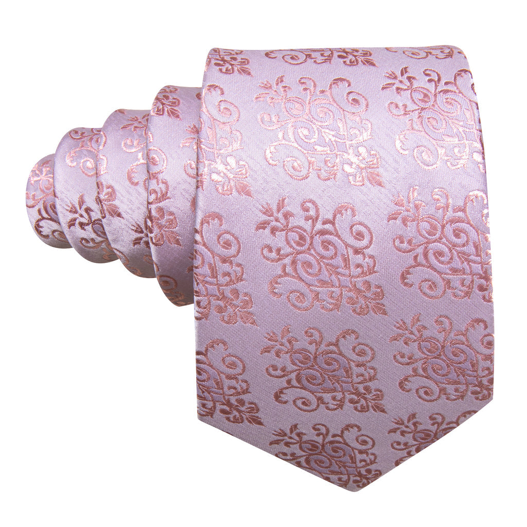 Lavender Pink Floral Tie, Pocket Square and Cufflinks Set tie sets - Sophisticated Gentlemen