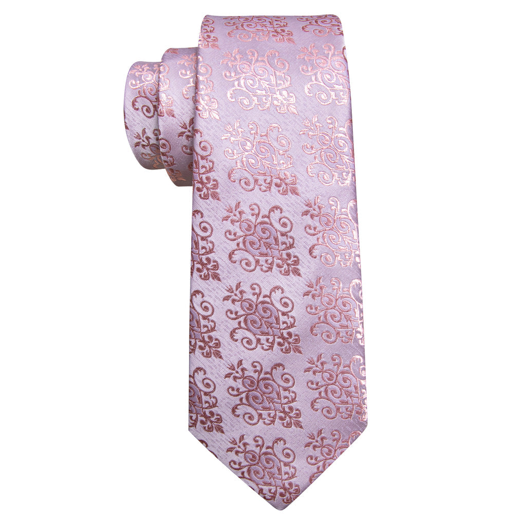 Lavender Pink Floral Tie, Pocket Square and Cufflinks Set tie sets - Sophisticated Gentlemen