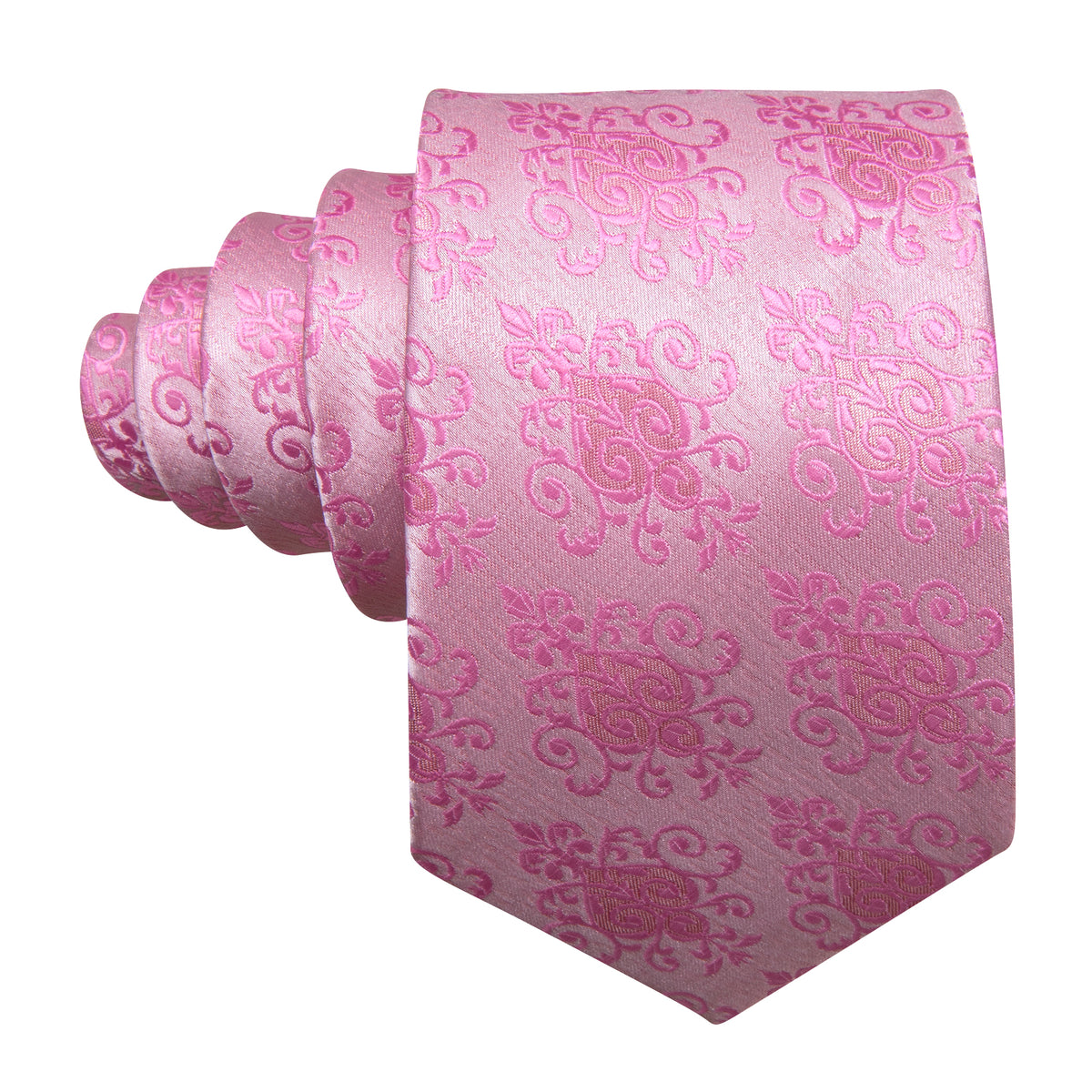 Pink Fashion Floral Silk Tie, Pocket Square and Cufflinks Set tie sets - Sophisticated Gentlemen