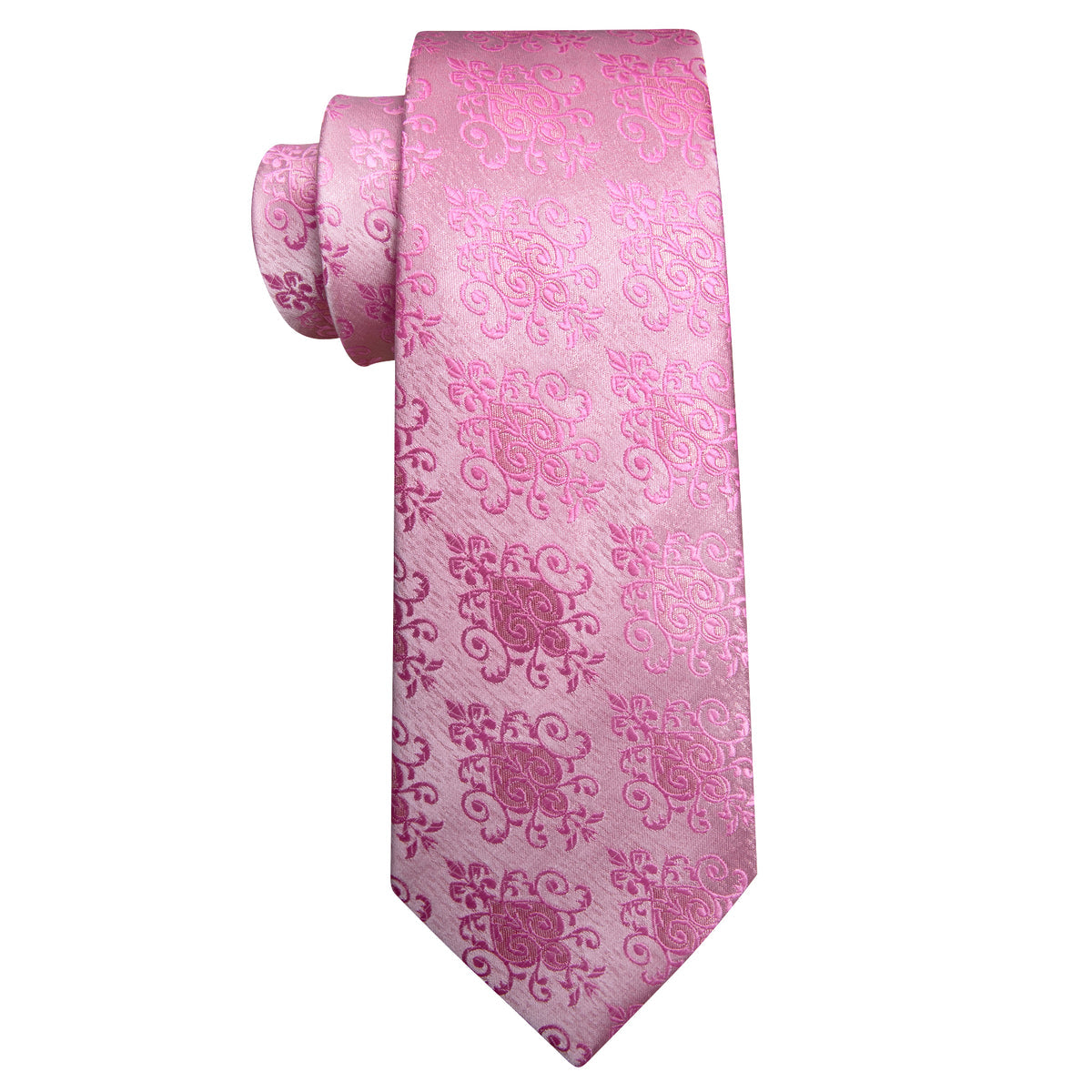 Pink Fashion Floral Silk Tie, Pocket Square and Cufflinks Set tie sets - Sophisticated Gentlemen