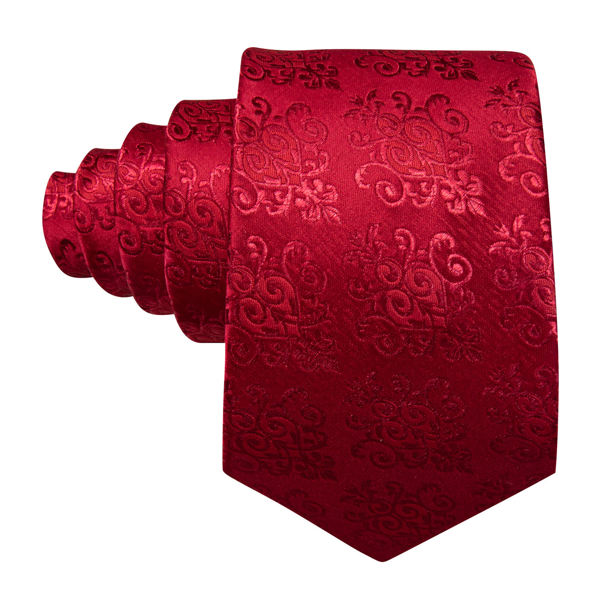 Red Novetly Floral Silk Tie, Pocket Square and Cufflinks Set tie sets - Sophisticated Gentlemen