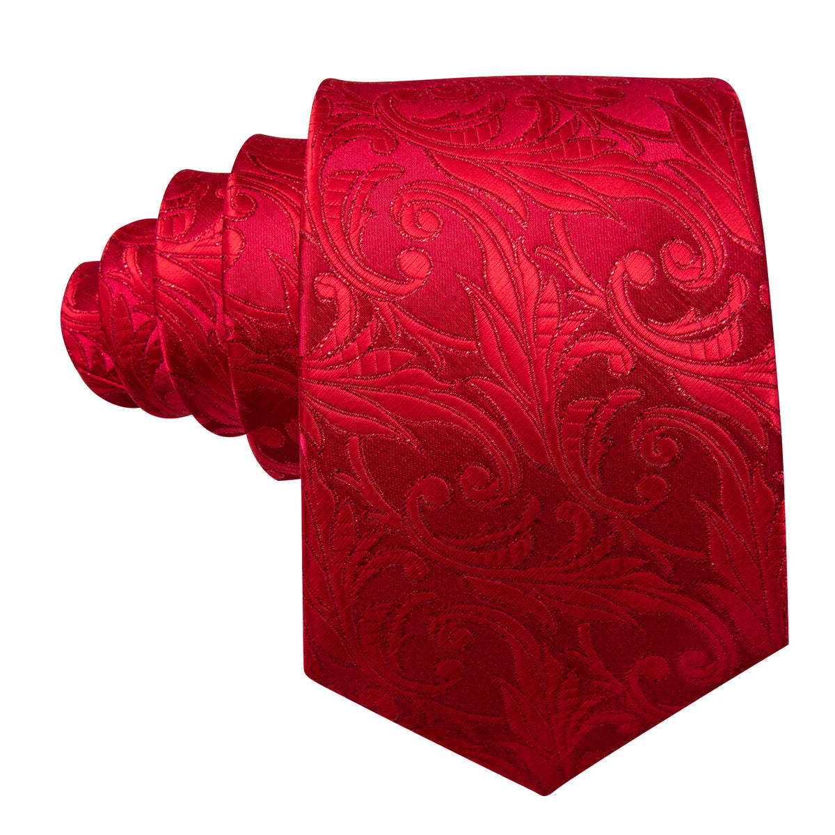 Red Strong Floral Silk Tie, Pocket Square and Cufflinks Set tie sets - Sophisticated Gentlemen