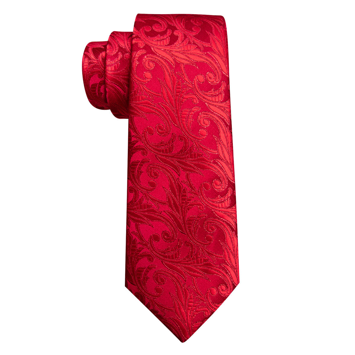 Red Strong Floral Silk Tie, Pocket Square and Cufflinks Set tie sets - Sophisticated Gentlemen