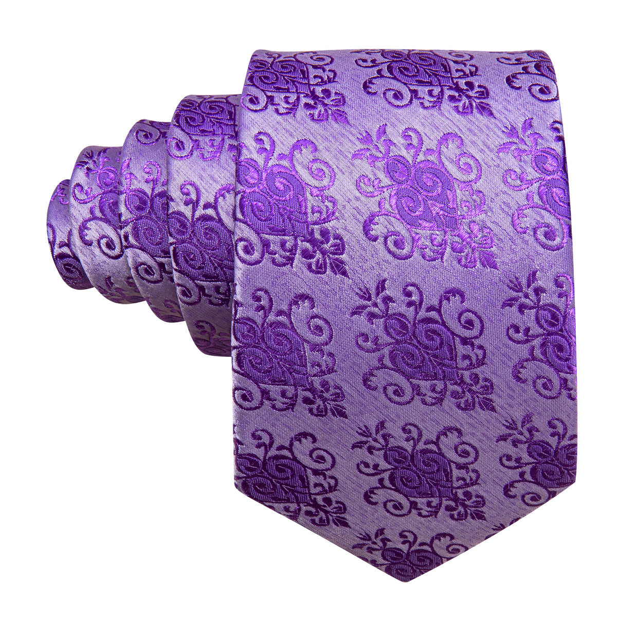 Purple Novetly Silk Dress Tie, Pocket Square and Cufflinks Set tie sets - Sophisticated Gentlemen