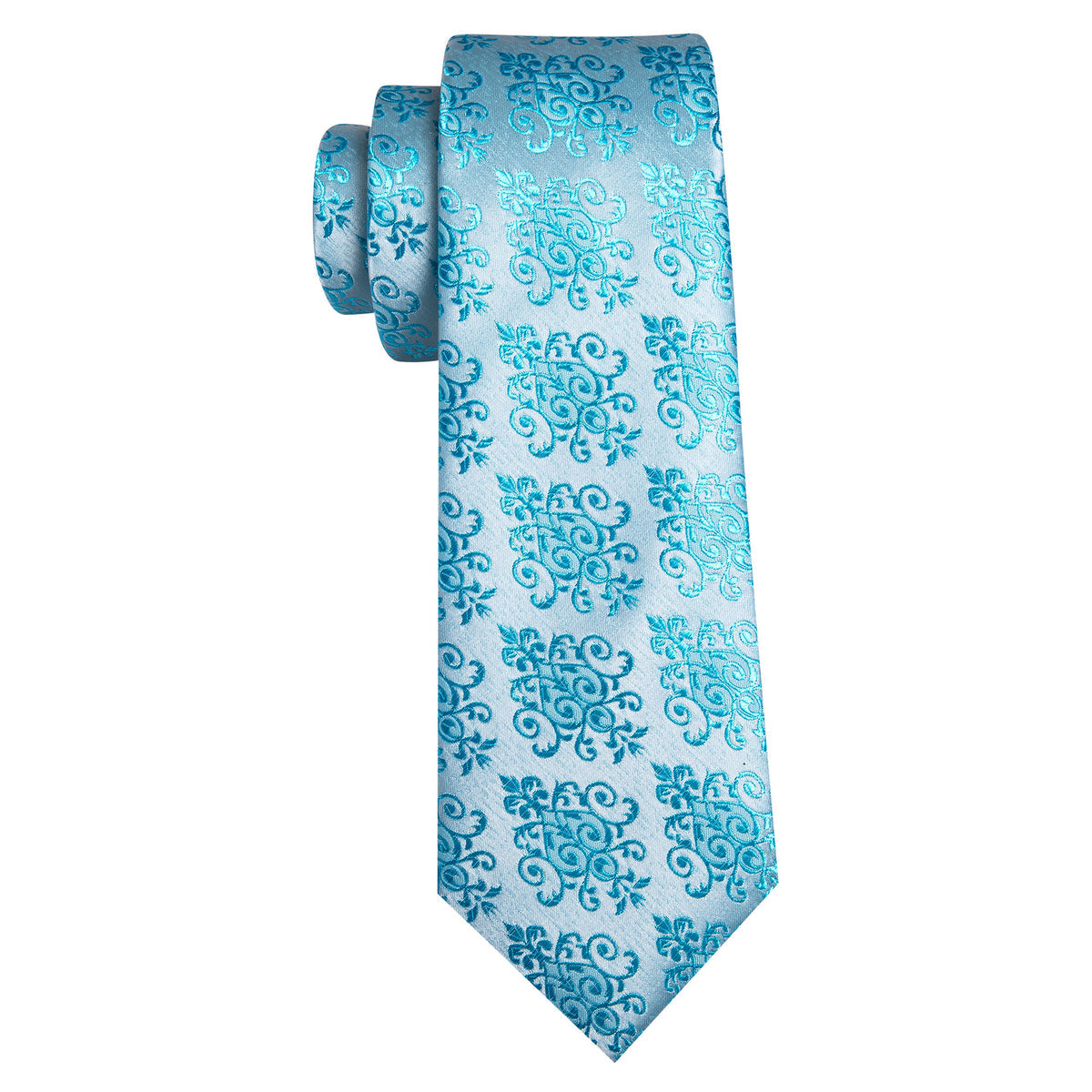 Seafoam Floral Silk Tie, Pocket Square and Cufflinks Set tie sets - Sophisticated Gentlemen