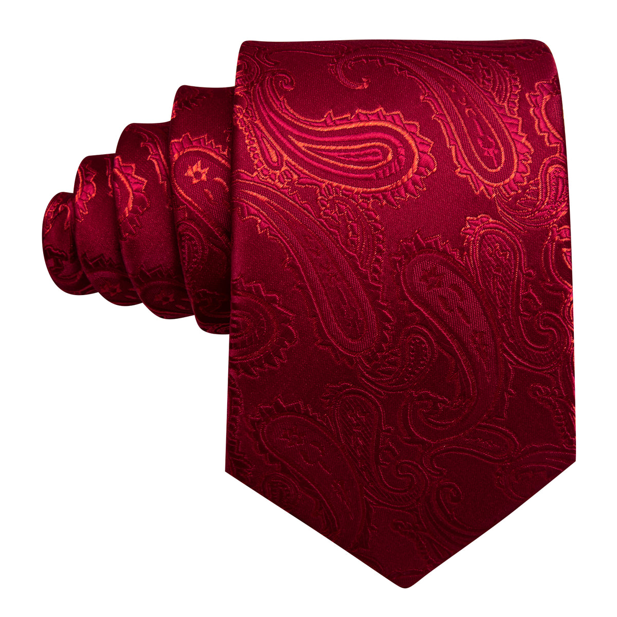 Red Paisley Silk Tie, Pocket Square and Cufflinks Set tie sets    - Sophisticated Gentlemen