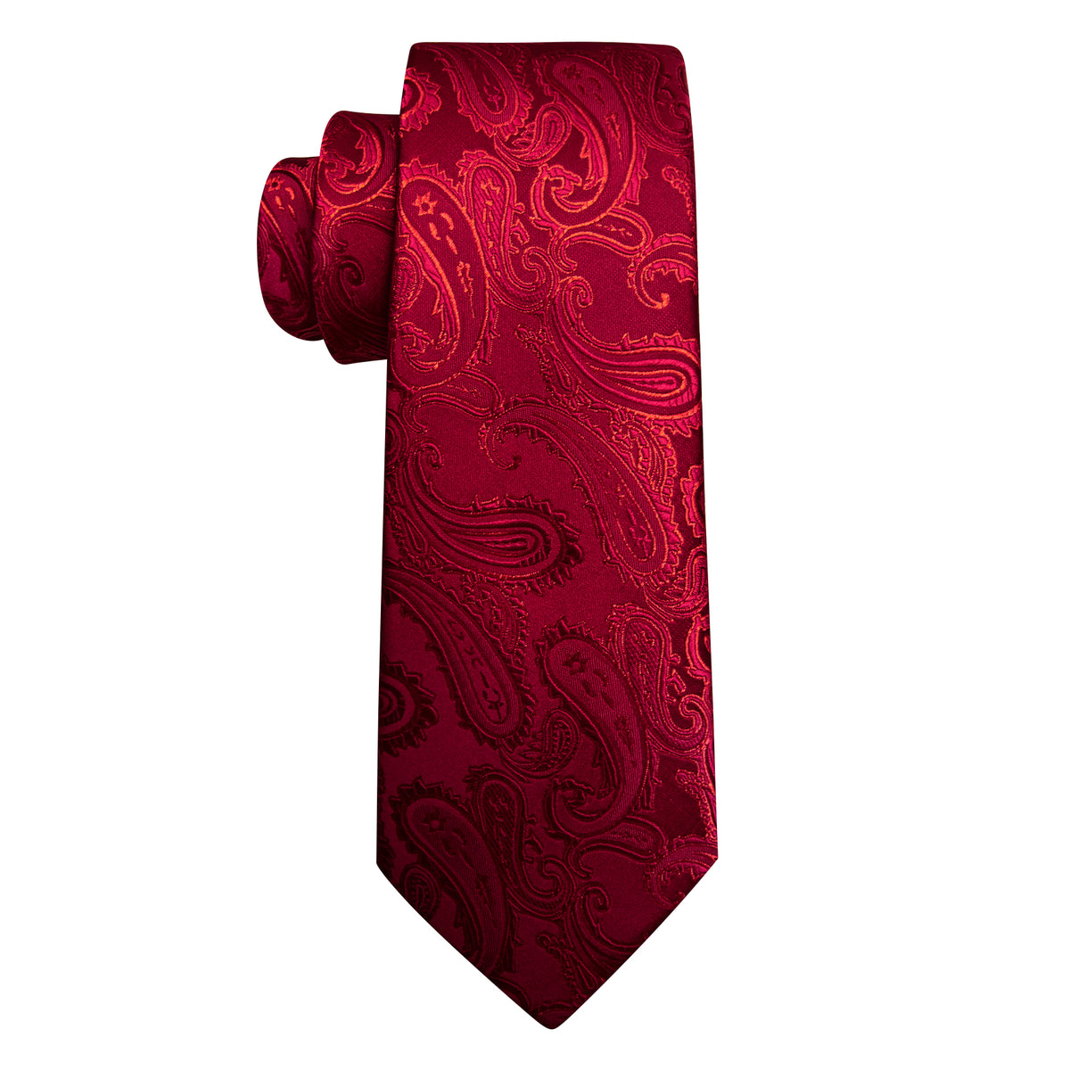 Red Paisley Silk Tie, Pocket Square and Cufflinks Set tie sets    - Sophisticated Gentlemen
