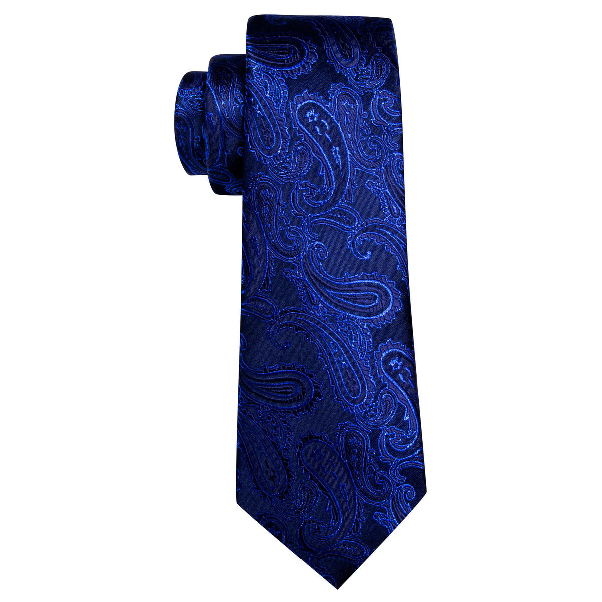 Navy Blue Paisley Silk Tie, Pocket Square and Cufflinks Set tie sets - Sophisticated Gentlemen