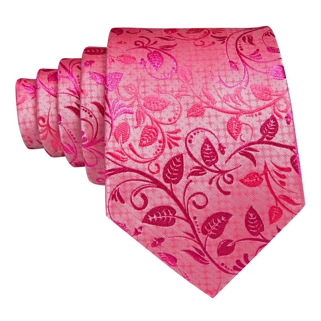Pink Red Lilac Floral Silk Tie, Pocket Square and Cufflinks Set tie sets - Sophisticated Gentlemen