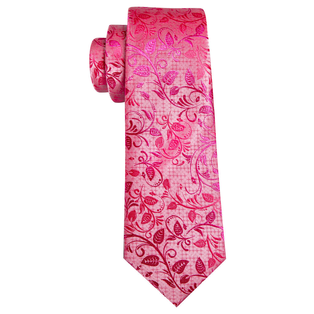 Pink Red Lilac Floral Silk Tie, Pocket Square and Cufflinks Set tie sets - Sophisticated Gentlemen