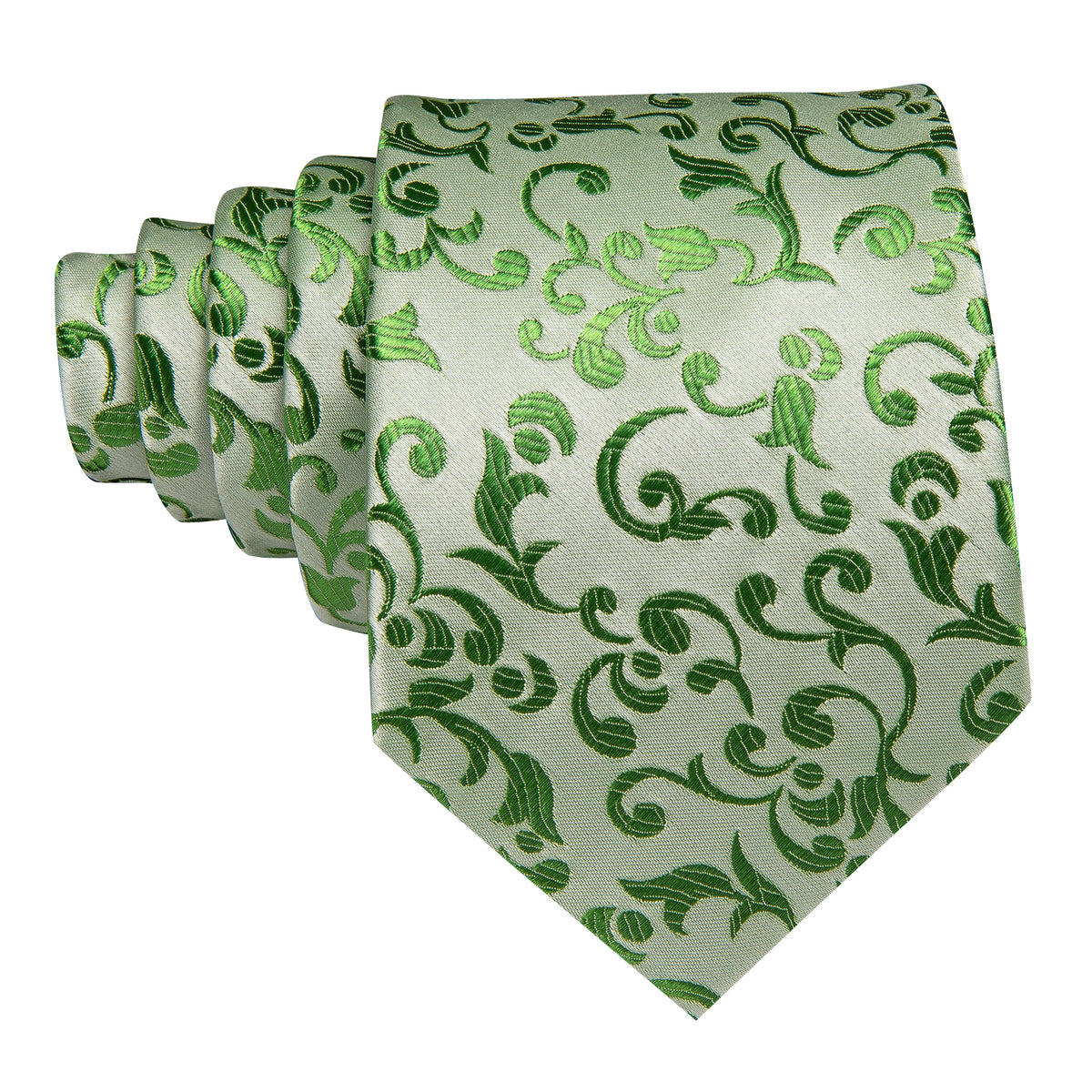 Green Floral Silk Tie, Pocket Square and Cufflinks Set tie sets - Sophisticated Gentlemen