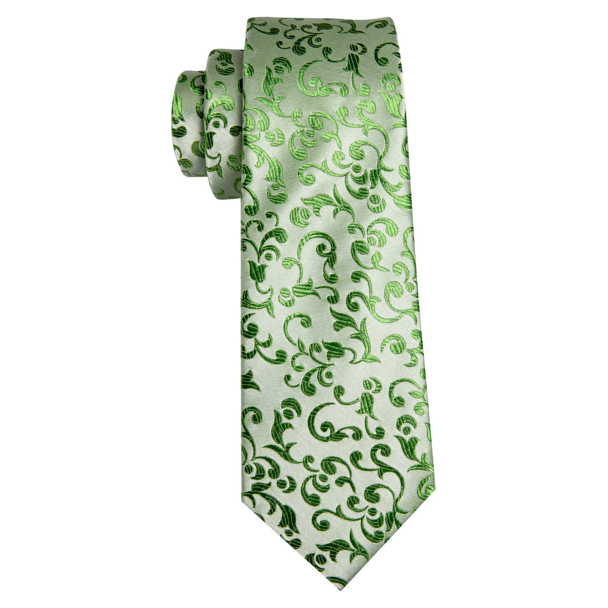 Green Floral Silk Tie, Pocket Square and Cufflinks Set tie sets - Sophisticated Gentlemen