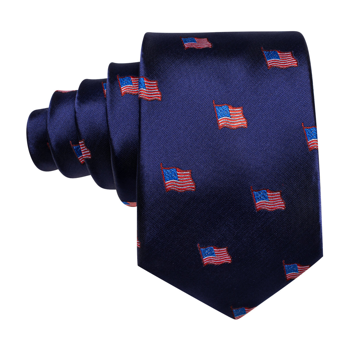 Blue Red American Flag Pattern Tie, Pocket Square and Cufflinks Set tie sets - Sophisticated Gentlemen