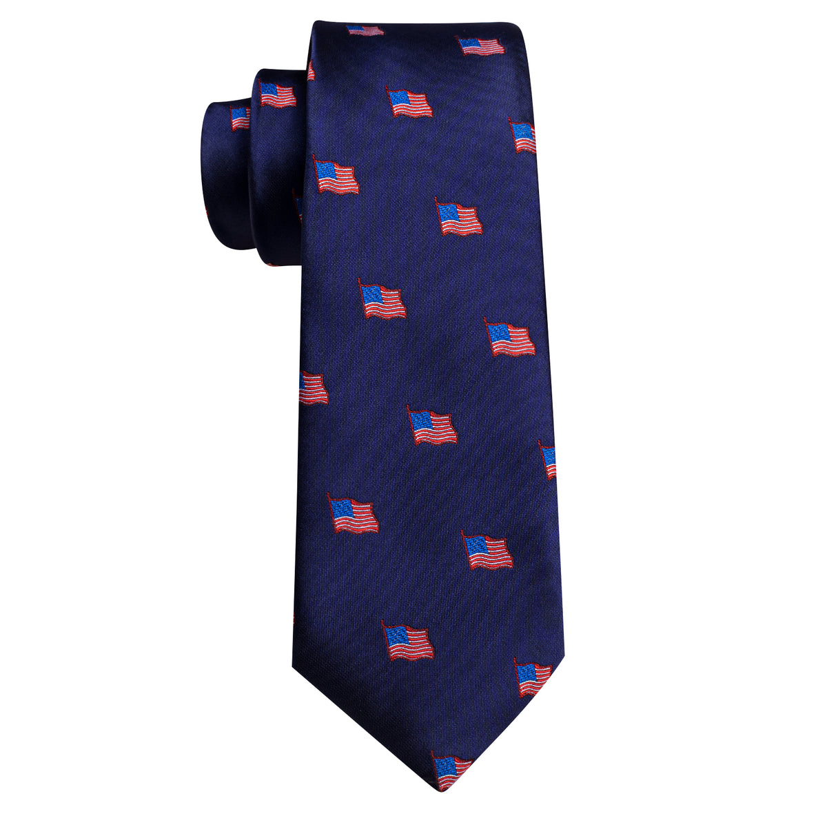 Blue Red American Flag Pattern Tie, Pocket Square and Cufflinks Set tie sets - Sophisticated Gentlemen