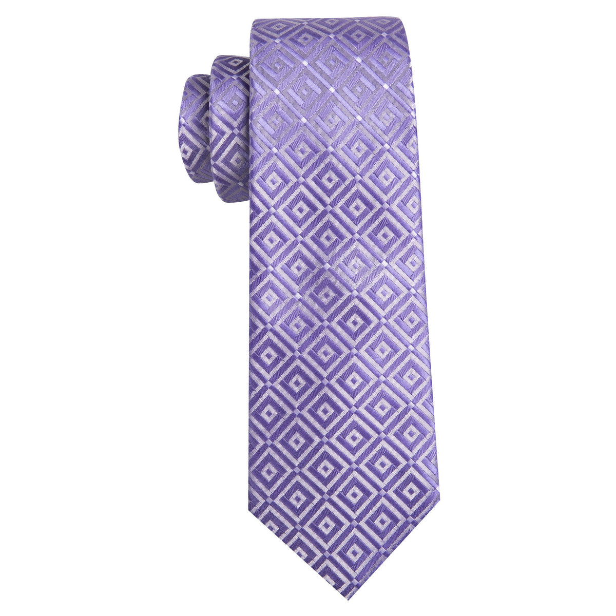 Purple White Plaid Silk Tie, Pocket Square and Cufflinks Set tie sets - Sophisticated Gentlemen