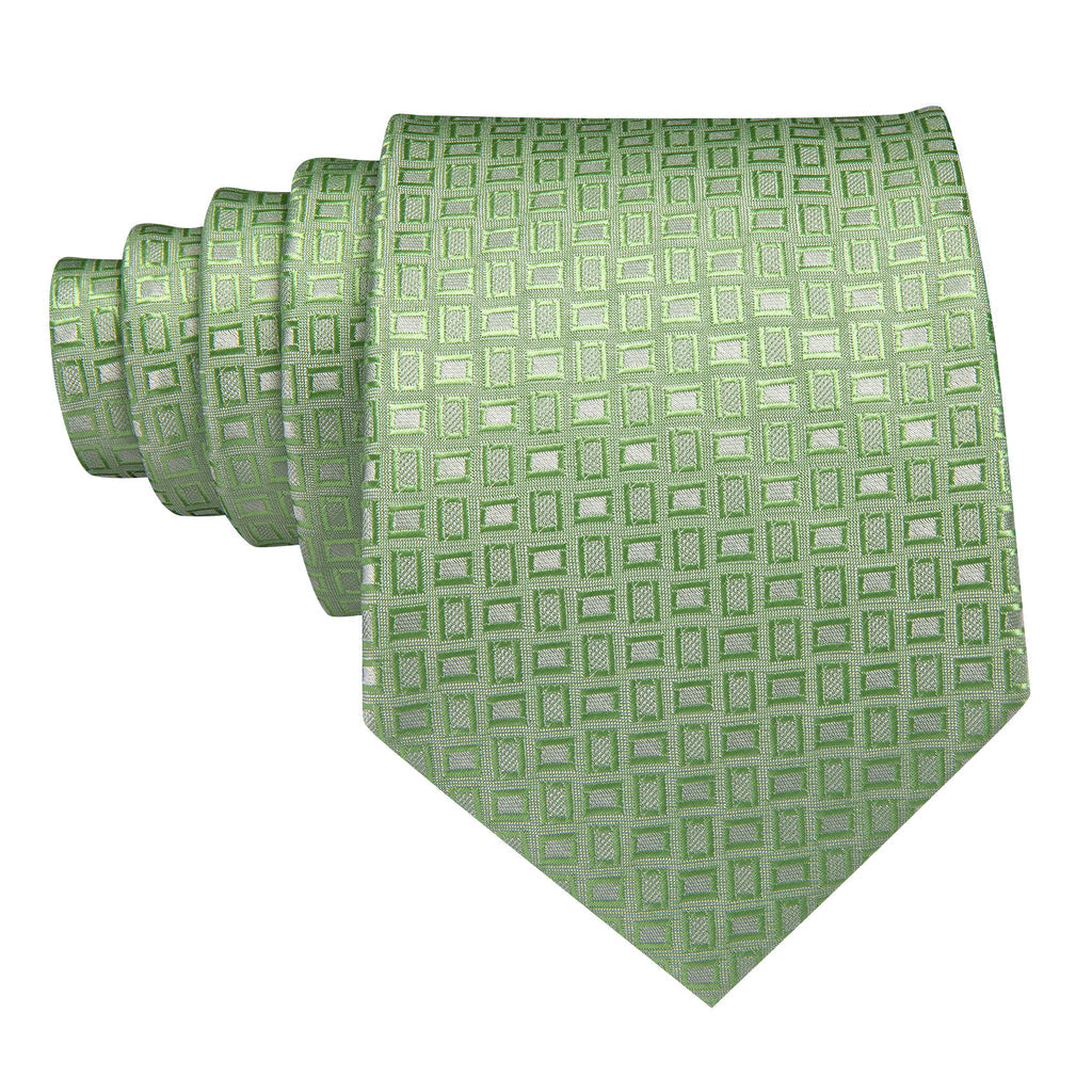 Green Plaid Silk Tie, Pocket Square and Cufflinks Set tie sets - Sophisticated Gentlemen