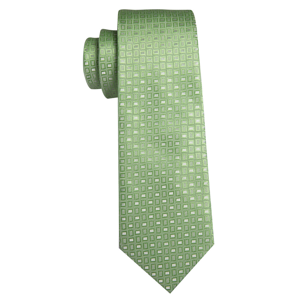 Green Plaid Silk Tie, Pocket Square and Cufflinks Set tie sets - Sophisticated Gentlemen