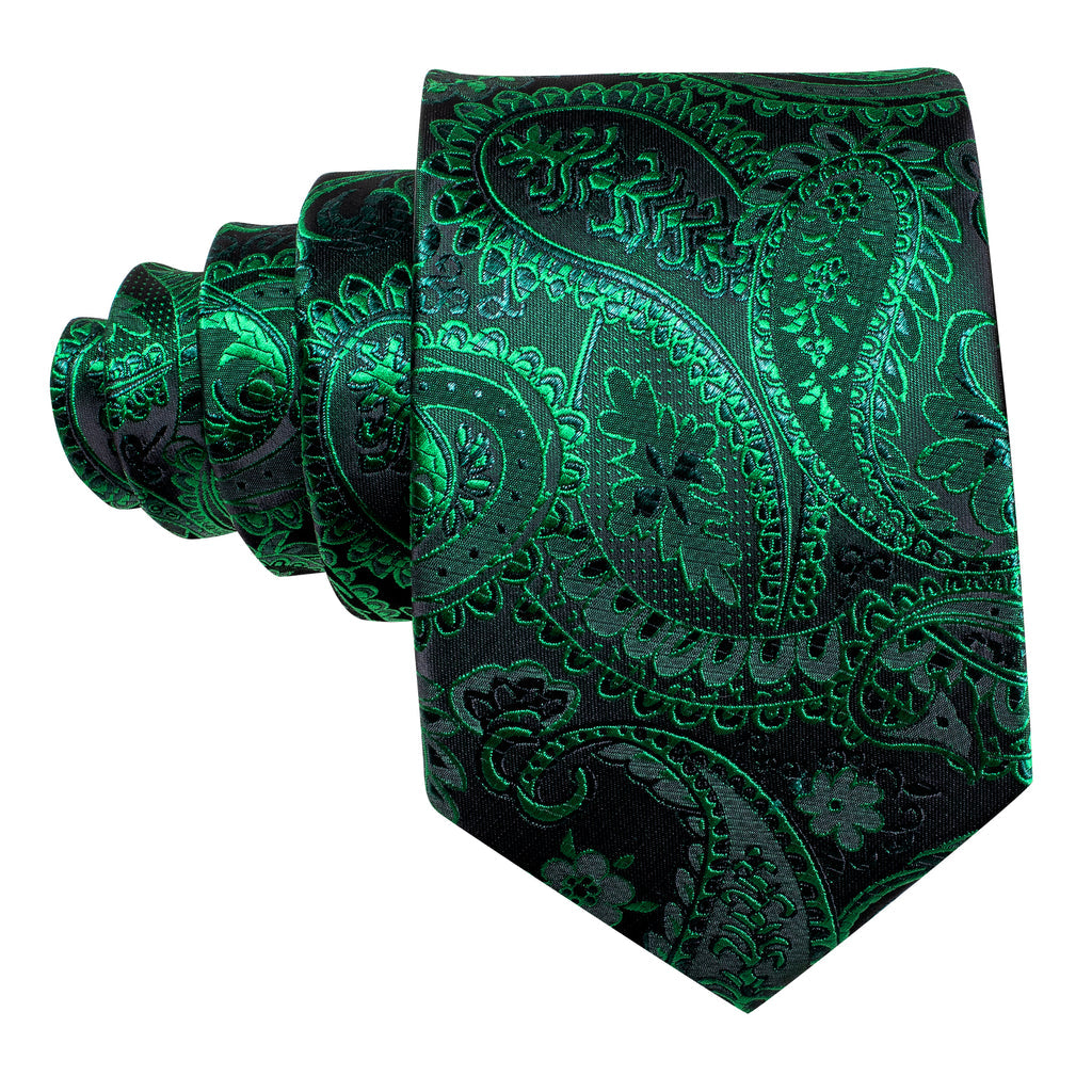 Green Paisley Tie, Pocket Square and Cufflinks Set tie sets - Sophisticated Gentlemen