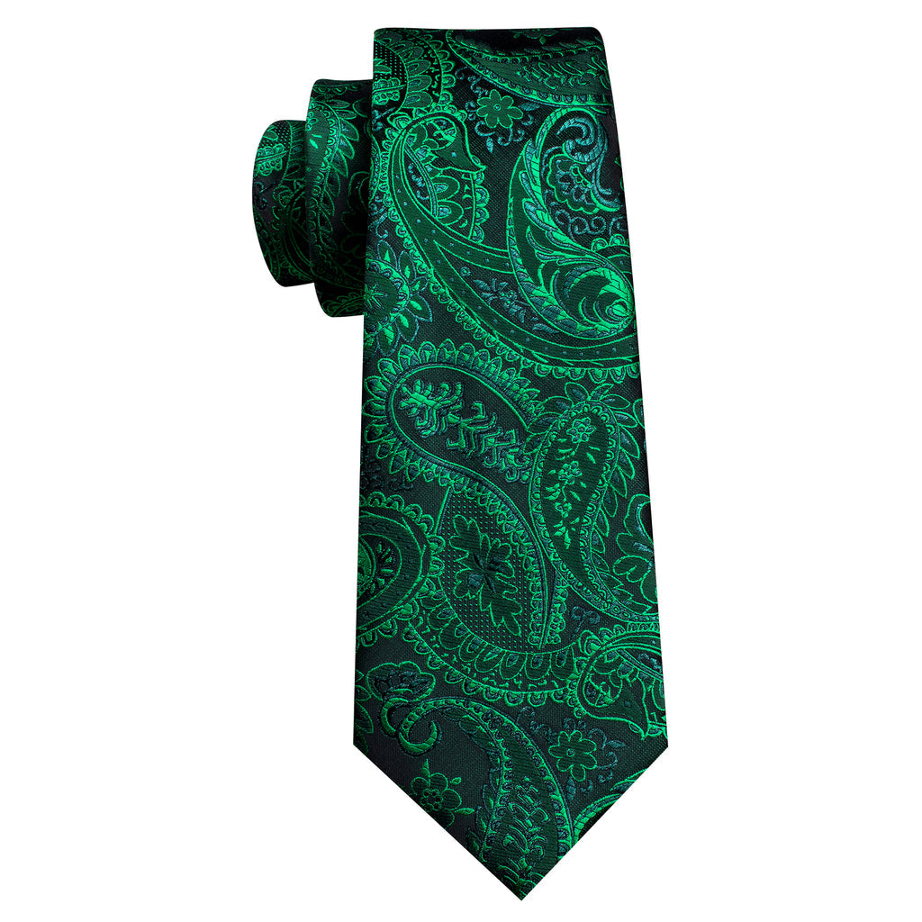 Green Paisley Tie, Pocket Square and Cufflinks Set tie sets - Sophisticated Gentlemen