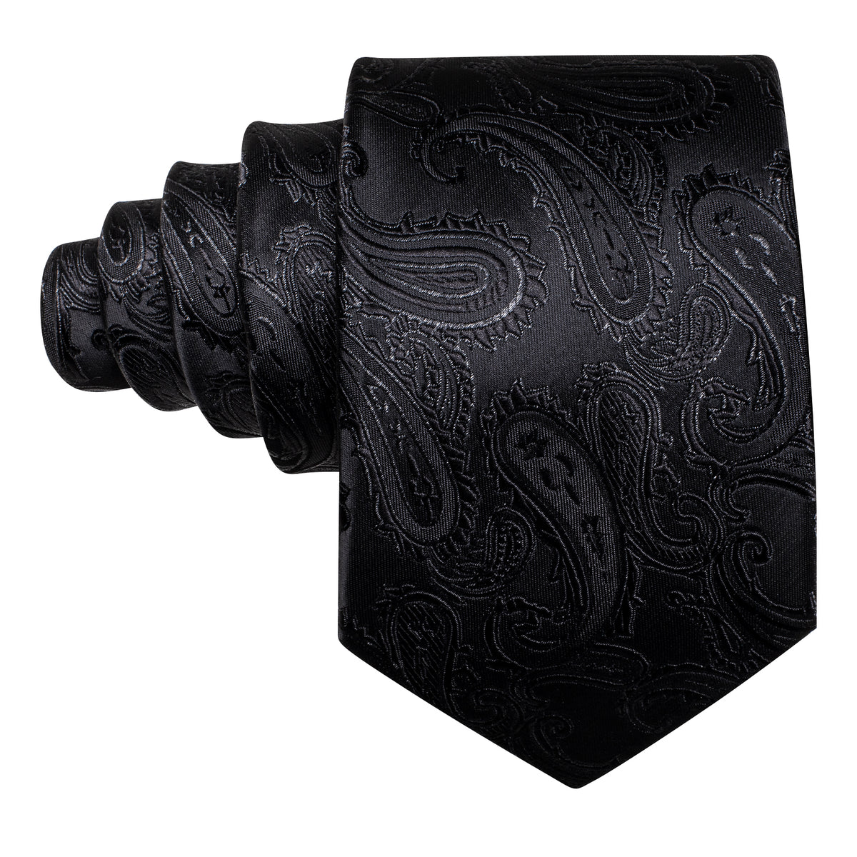 Black Men's Paisley Silk Tie, Pocket Square and Cufflinks Set tie sets - Sophisticated Gentlemen