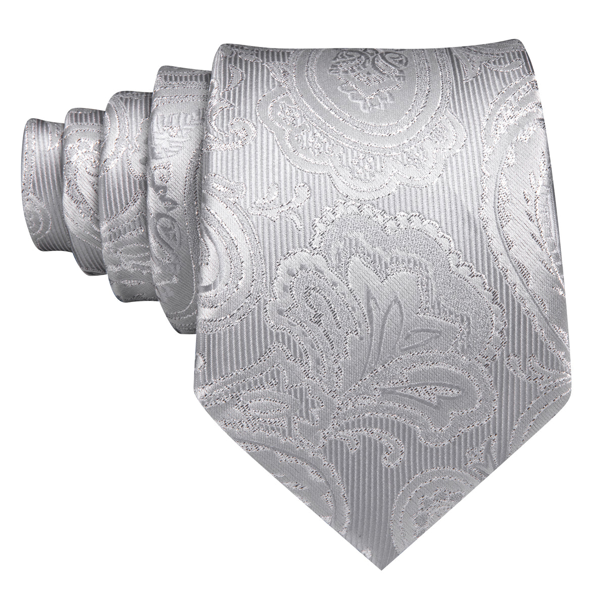 Gray Paisley Silk Tie, Pocket Square and Cufflinks Set tie sets - Sophisticated Gentlemen