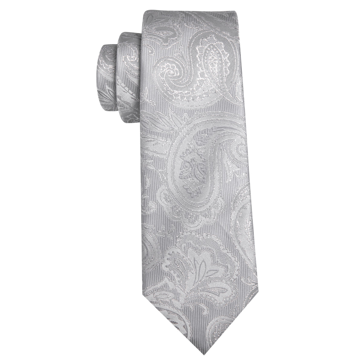 Gray Paisley Silk Tie, Pocket Square and Cufflinks Set tie sets - Sophisticated Gentlemen