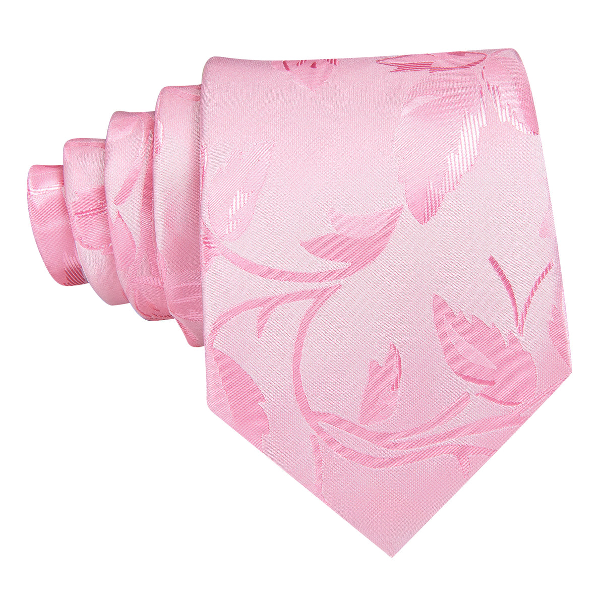 Pink Leaf Floral Silk Tie, Pocket Square and Cufflinks Set tie sets - Sophisticated Gentlemen