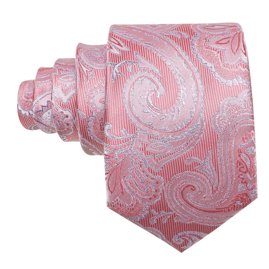 Pink Wedding Paisley Silk Tie, Pocket Square and Cufflinks Set tie sets - Sophisticated Gentlemen
