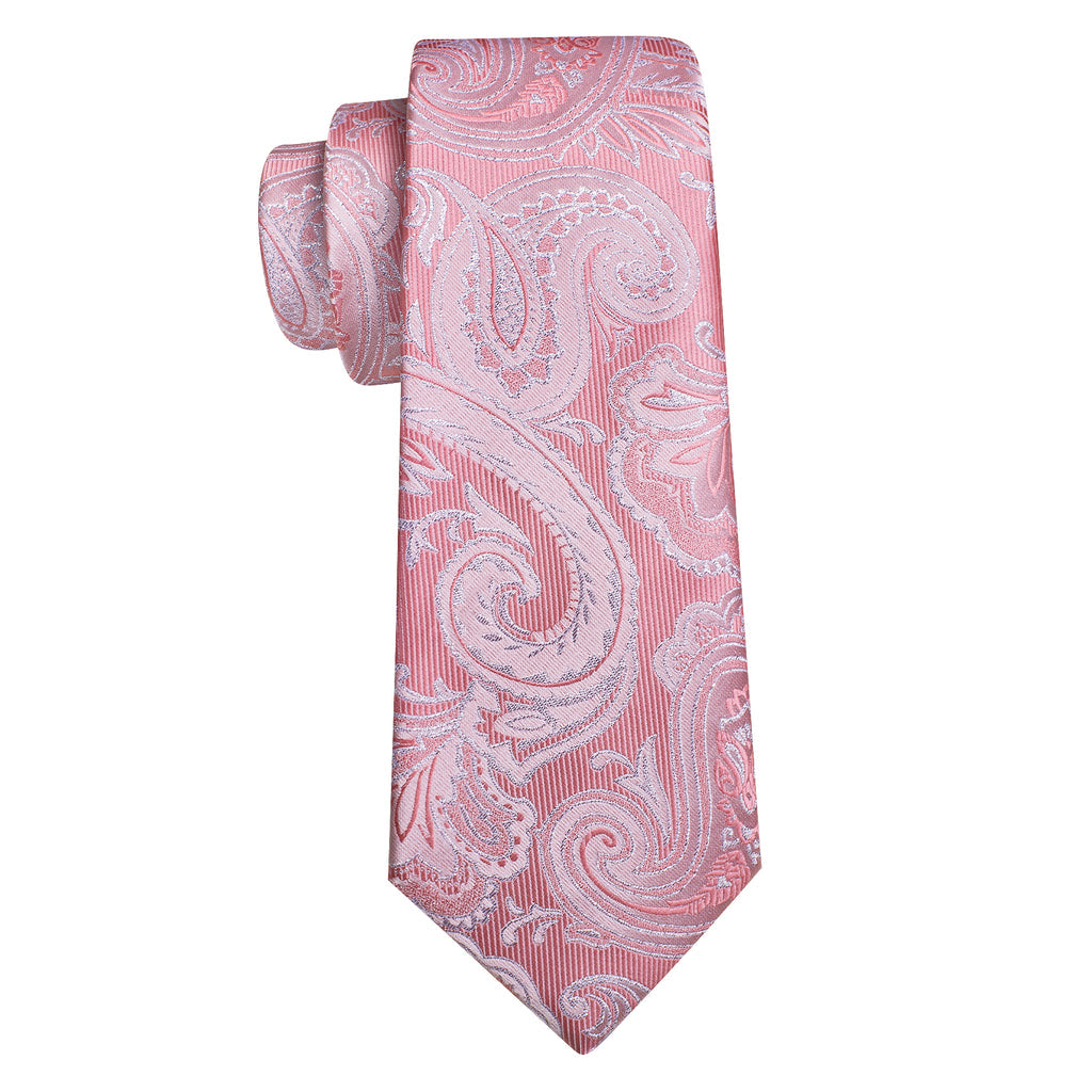 Pink Wedding Paisley Silk Tie, Pocket Square and Cufflinks Set tie sets - Sophisticated Gentlemen