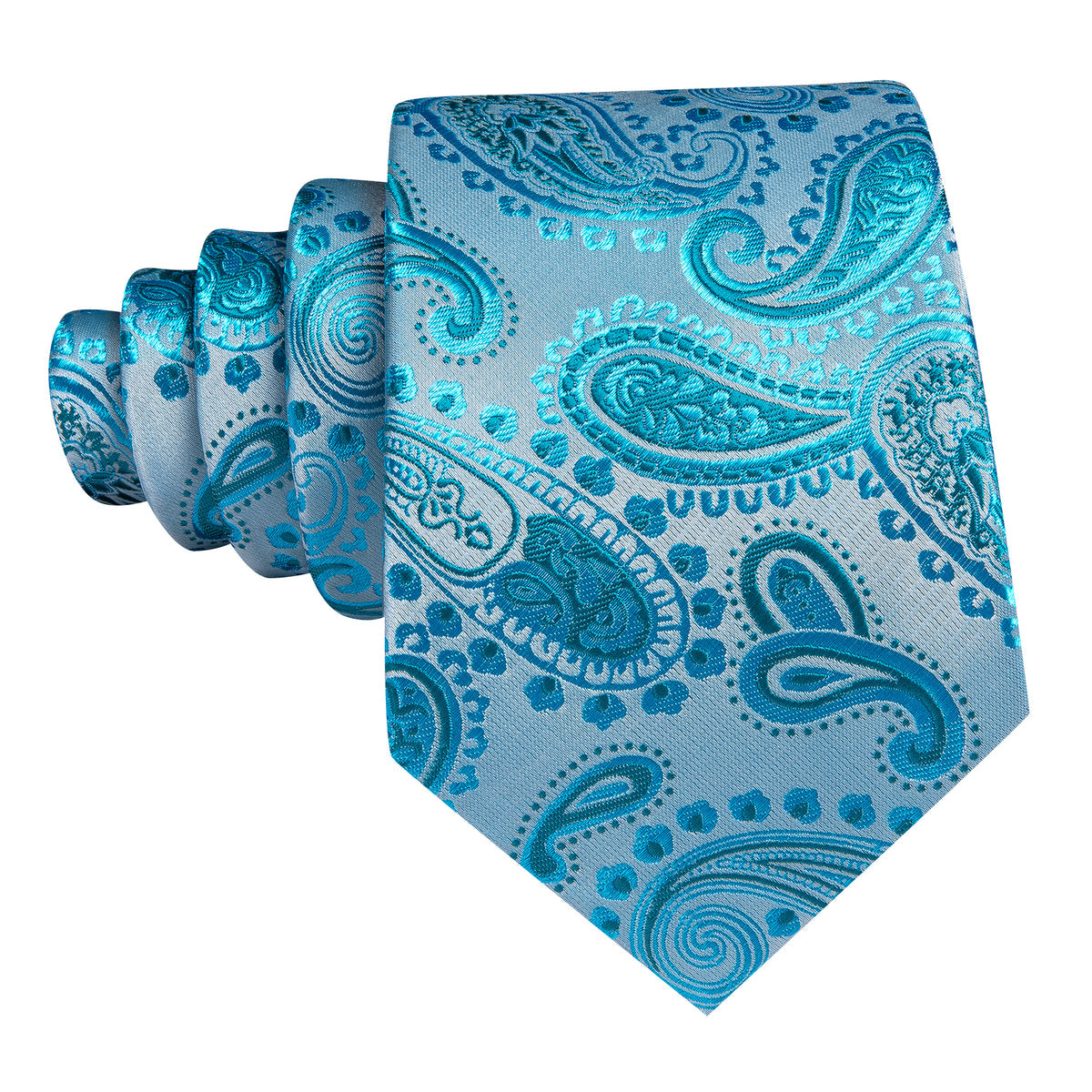 Sky Blue Beautiful Paisley Tie, Pocket Square and Cufflinks Set tie sets - Sophisticated Gentlemen