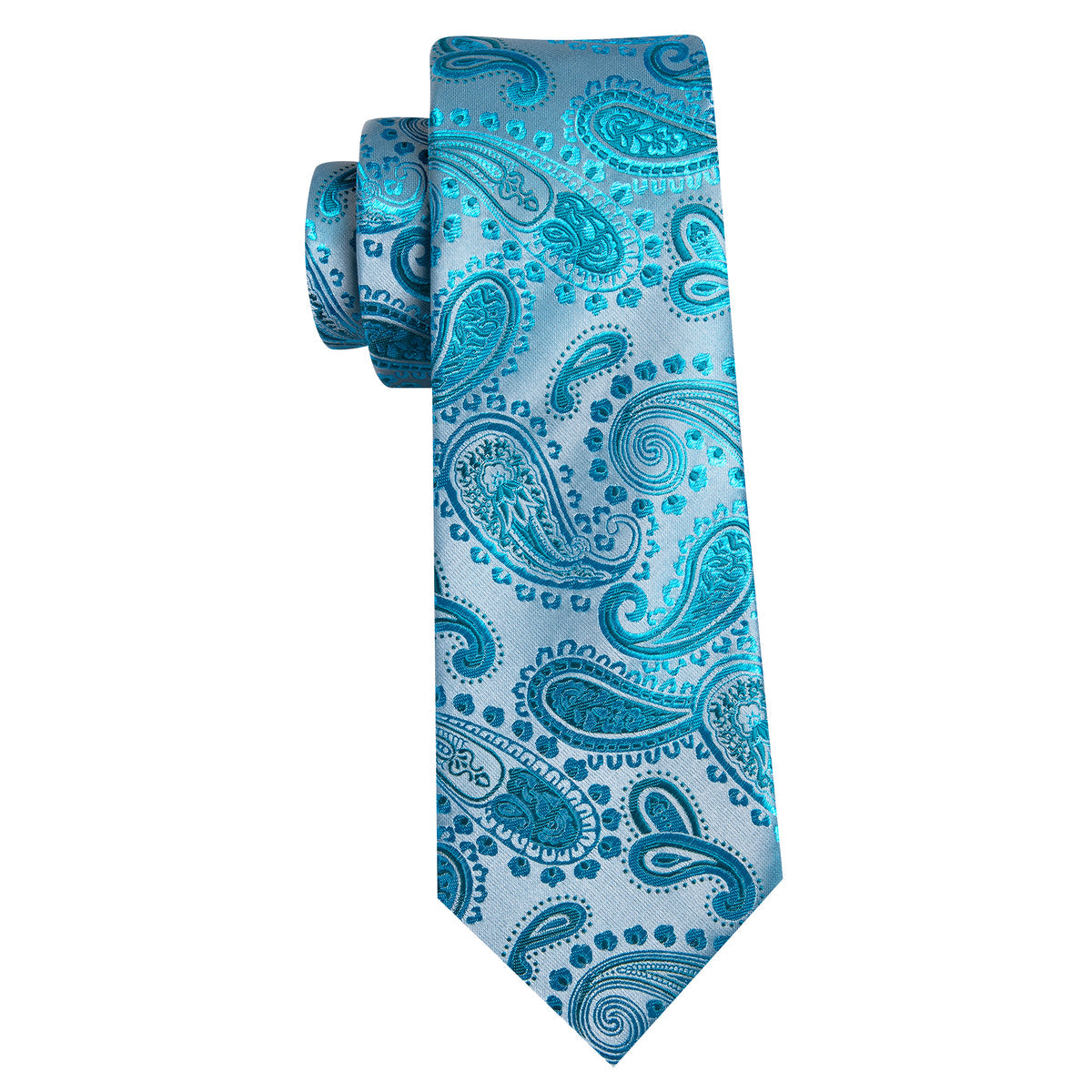 Sky Blue Beautiful Paisley Tie, Pocket Square and Cufflinks Set tie sets - Sophisticated Gentlemen