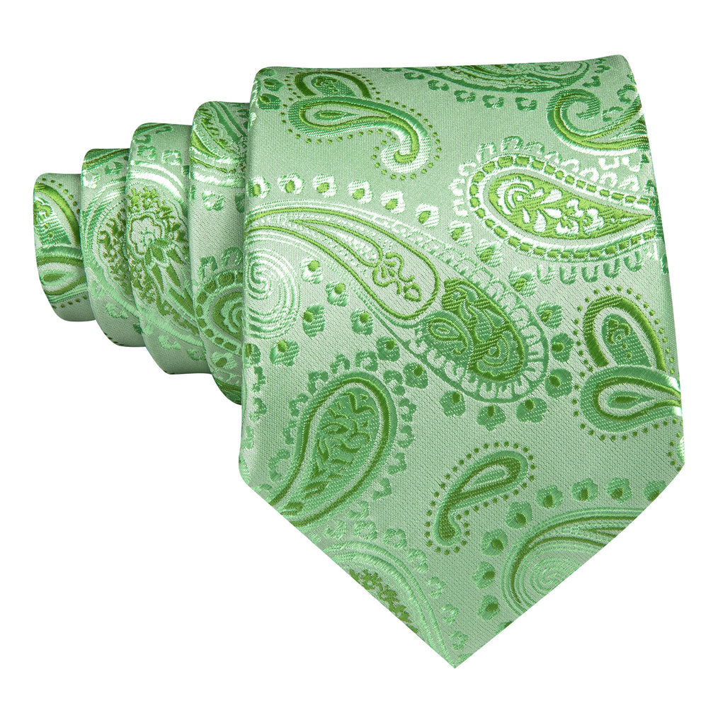 Turquoise Green Paisley Silk Tie, Pocket Square and Cufflinks Set tie sets - Sophisticated Gentlemen