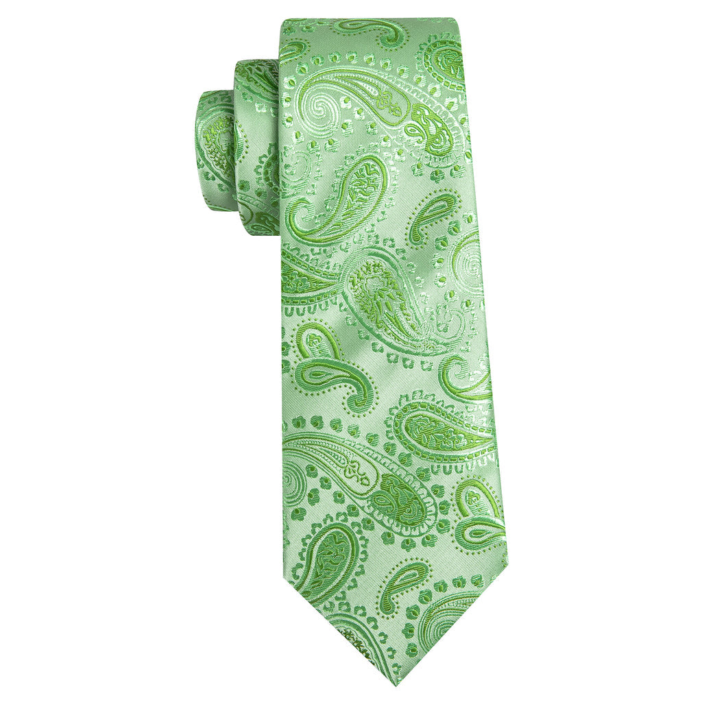 Turquoise Green Paisley Silk Tie, Pocket Square and Cufflinks Set tie sets - Sophisticated Gentlemen