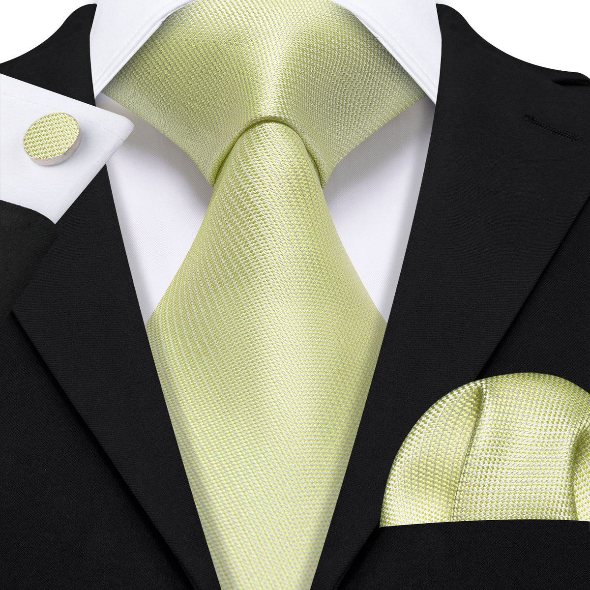 Mist Green Solid Silk Tie, Pocket Square and Cufflinks Set tie sets - Sophisticated Gentlemen