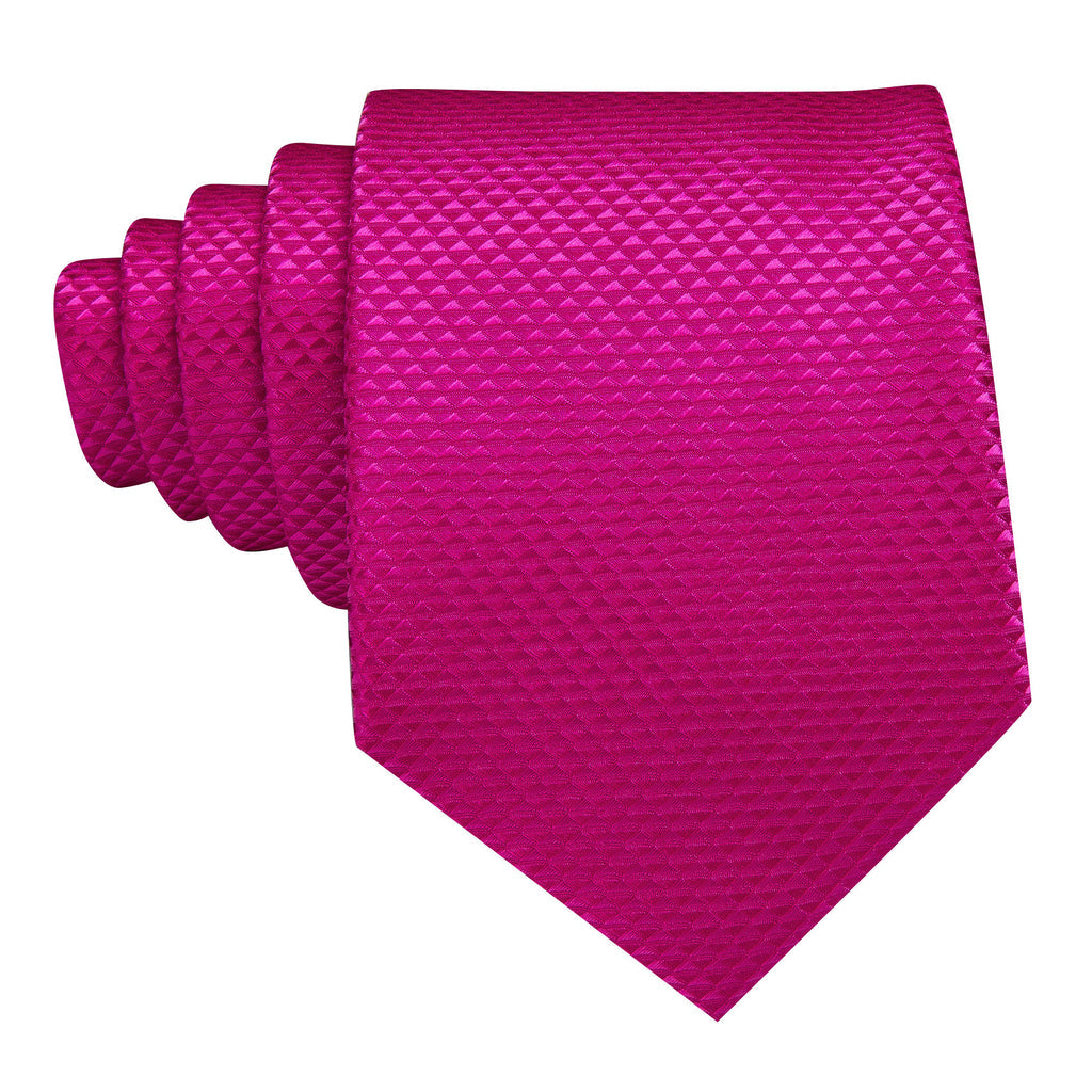 Rose Red Pink Solid Silk Tie, Pocket Square and Cufflinks Set tie sets - Sophisticated Gentlemen