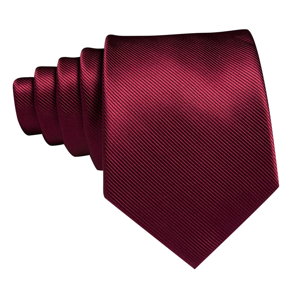 Burgundy Red Solid Tie, Pocket Square and Cufflinks Set tie sets - Sophisticated Gentlemen