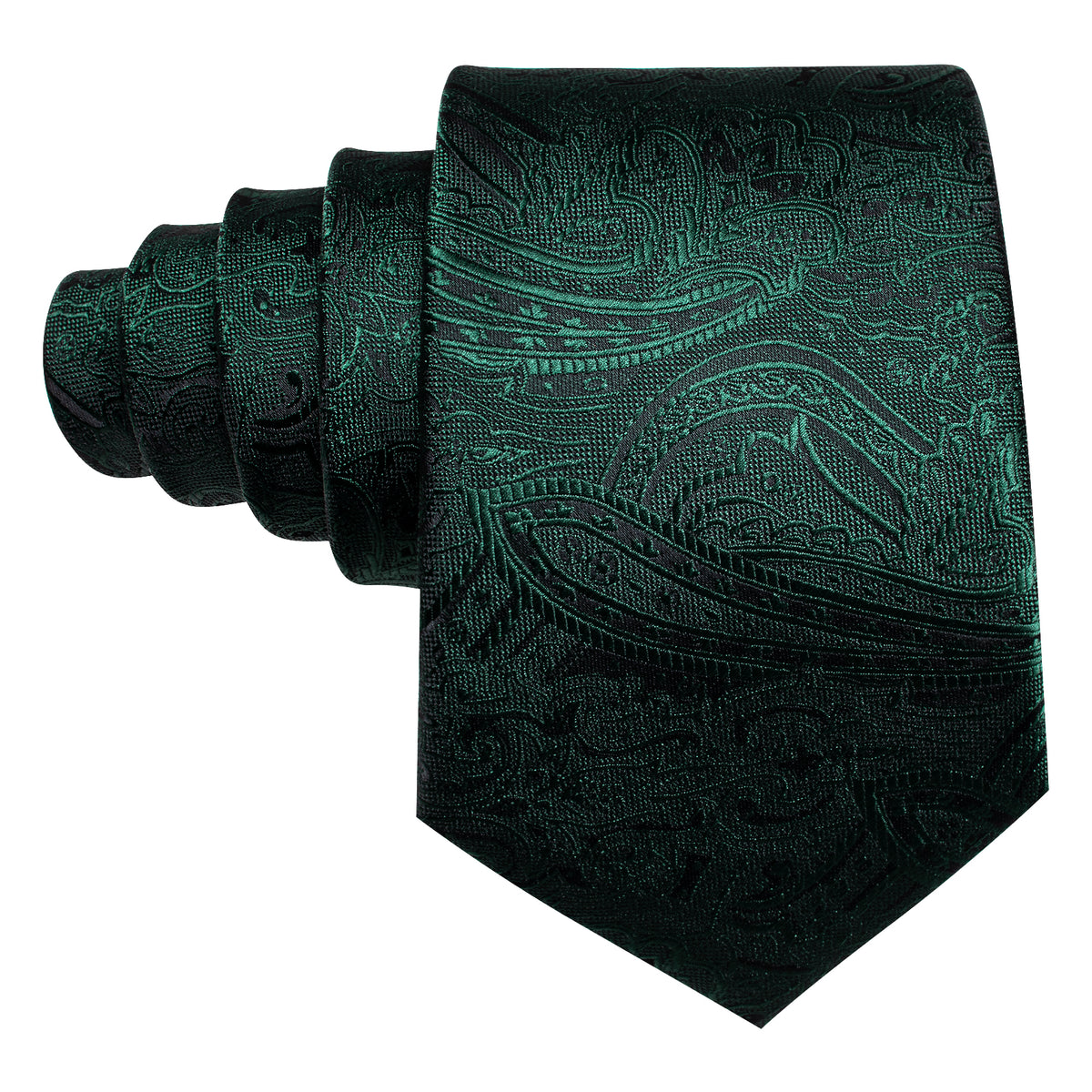 Green Jacquard Paisley Silk Tie, Pocket Square and Cufflinks Set tie sets - Sophisticated Gentlemen